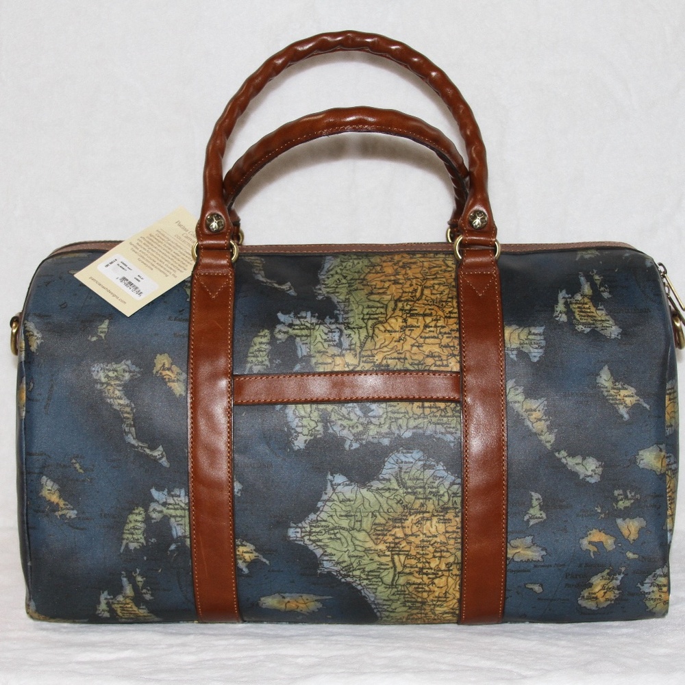Patricia Nash Milano Weekender Travel Duffel Bag Carry On World Map - Picture 2 of 4